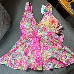 Johnny Was Pink Floral One Piece Swimsuit